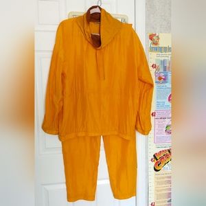 Vintage  Adam Douglas Women's Silk Set  mustard yellow large Pants Top